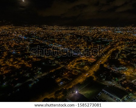 Beautiful aerial view of San Jose City illuminated at Night 