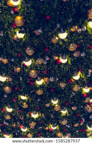 image of Decorated Christmas tree for background usage .