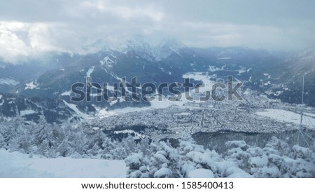 frosty and snowy winter day in the alps