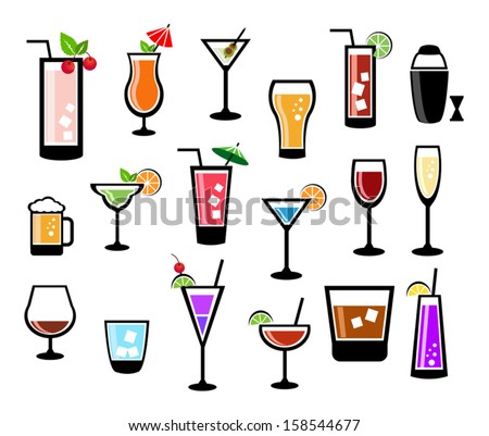 cocktail icon set