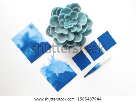 designer desktop. Color sample guide blue. color of the year 2020 classic blue pantone