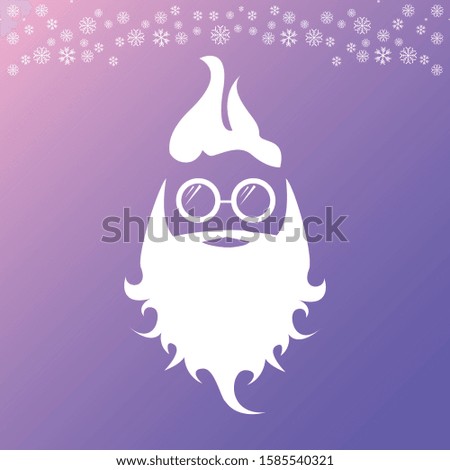 Christmas funky hipster poster for party or greeting card. Vector illustration. Santa Claus with vintage round sunglasses isoalted on violet background. vector merry christmas card design