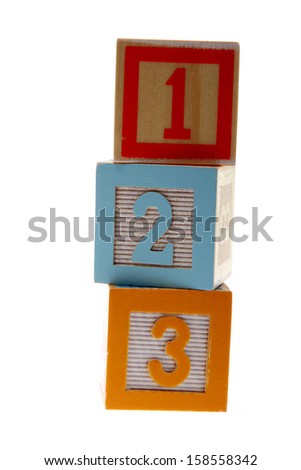 Colorful toy blocks with numbers of children to study mathematics