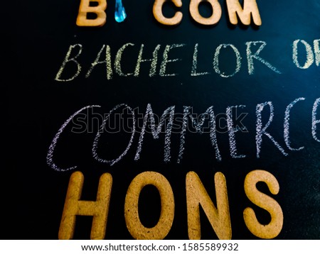 bachelor of commerce hons degree displayed on chalkboard concept 
