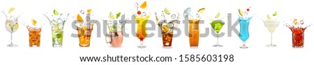 splashing cocktails collection isolated on white background Royalty-Free Stock Photo #1585603198
