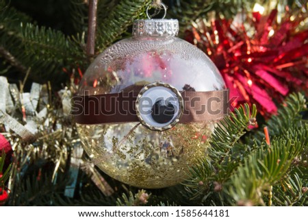 Closeup of beautiful Christmas tree ornaments