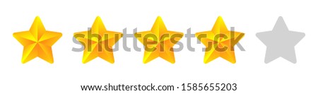 Rating stars bar, Isolated vector clip art. Golden shiny review symbol.