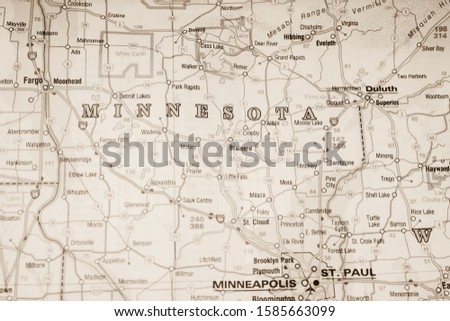 Minesota state on the map