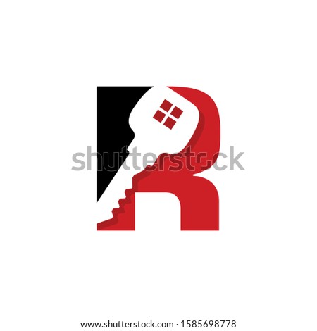 Letter R With Key Logo Vector 001
