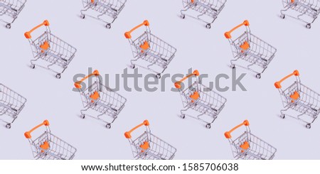 Pattern of shopping cart. Grocery shopping and sale concept. Black friday, online shopping and store concept. Sale discount. Business background with copyspace. Creative design. Stock photography.