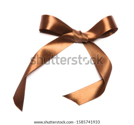 Qualitative photo of fabric brown ribbon. Isolated on a white background