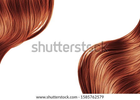 Henna hair wave on white background, isolated. Backdrop for creative. Copy space