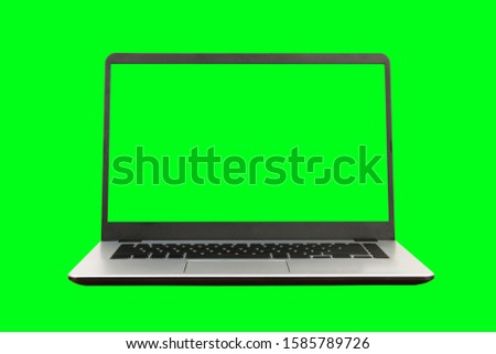 laptop isolate on green background