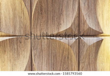 Wooden wall panel with 3D effect. Volumetric wooden texture.
