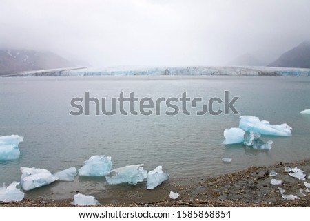 Calved icebergs, Hornsund, Spitsbergen, Svalbard, Norway, Europe