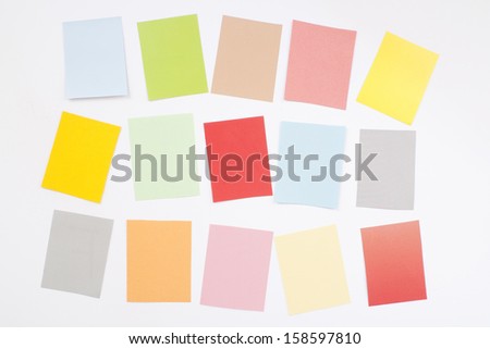 Colorful paper post. Colors of fashion - text space - stylish trend colors on white background 