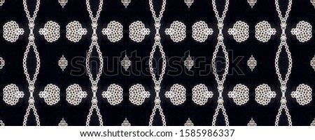 Seamless Grid Braid Texture. Nice Print for Wedding. Rich Zigzags and Circles. Endless Border Lace. White and Black Color.