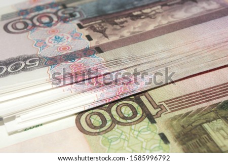 Photo of Russian money. Banknotes close up
