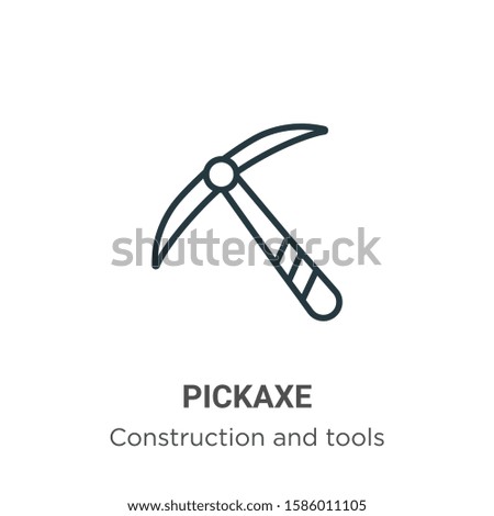 Pickaxe outline vector icon. Thin line black pickaxe icon, flat vector simple element illustration from editable construction and tools concept isolated on white background