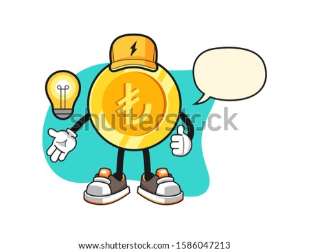Turkish lira gold coin electrician with speech bubble cartoon. Mascot Character vector.