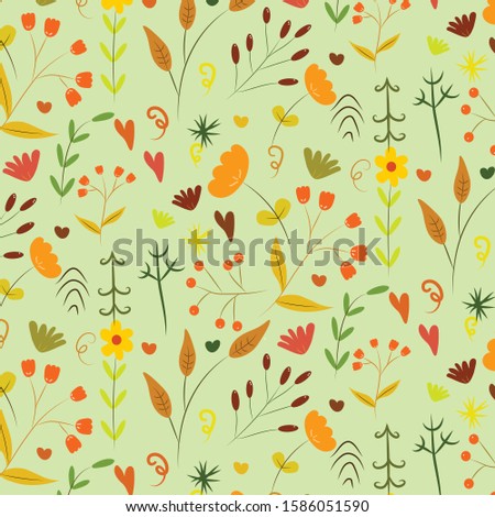 Colorful floral and leaf vector pattern for wedding or greeting cards, scrapbooking, printing, gift wrapping, fabric production, textiles