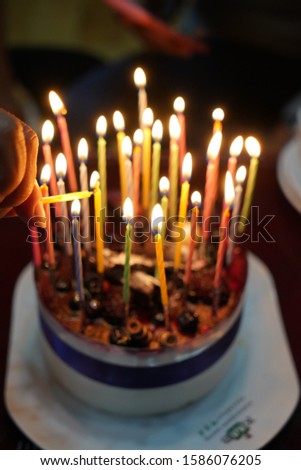 Happy birthday with delicious cake 