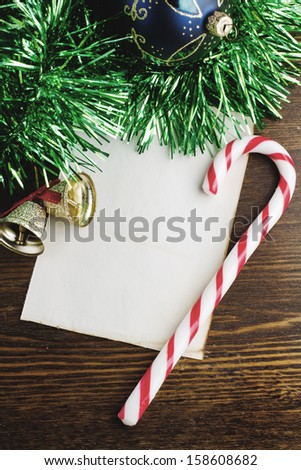 Letter to Santa Claus with Christmas decorations 