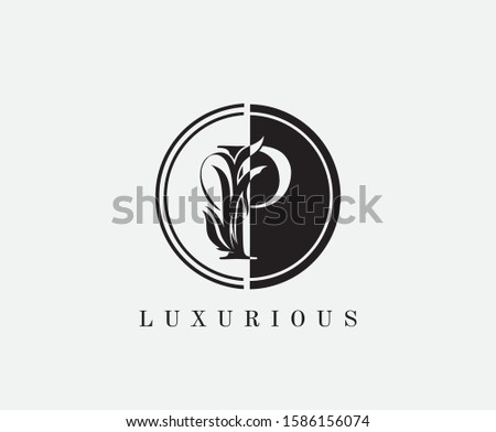 Vintage P Letter Logo Icon. Black and White P With Classy Leaves Shape design perfect for fashion, Jewelry, Beauty Salon, Cosmetics, Spa, Hotel and Restaurant Logo. 