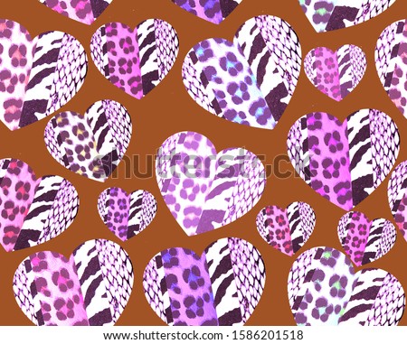 seamless 
animal patterned hearts design allover print pattern texture 