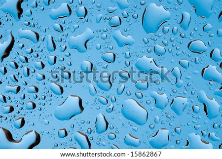 Drops of water of the different form close up