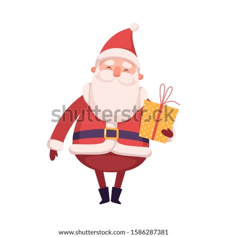 Funny Santa Claus with Gift Box, Cute Christmas and New Year Character, Winter Holidays Design Element Vector Illustration