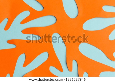 background of paper orange and blue abstraction, handmade