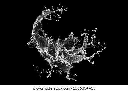 Water Splash On Black background.Water splash isolated on black background. water splash black. Stylish water splash. Isolated on black background. Royalty-Free Stock Photo #1586334415