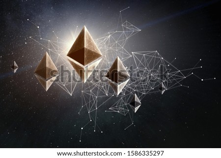 Crypto currency space. 3d rendering