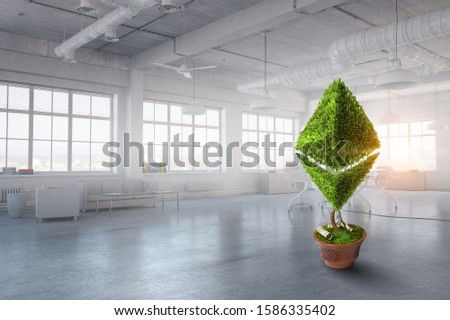 Green ethereum plant. Mixed media
