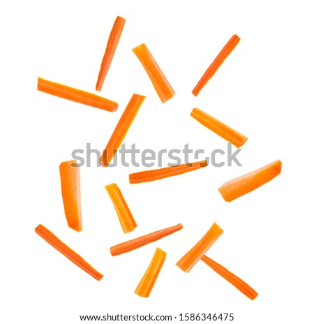 Cut fresh ripe carrot on white background