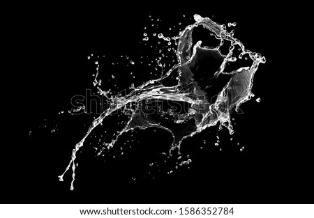 Water Splash On Black background.Water splash isolated on black background. water splash black. Stylish water splash. Isolated on black background. Royalty-Free Stock Photo #1586352784
