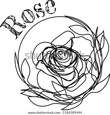 contoured black rose tattoo or print design