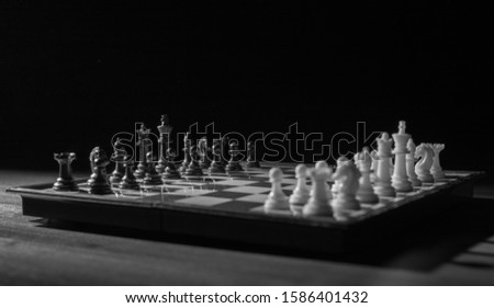 Chess in black and white. Full chess pieces. White and black. White vs black