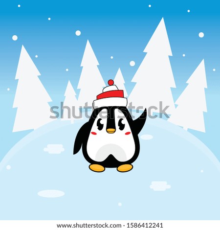 christmas greeting cards cute little baby penguin with santa hat
