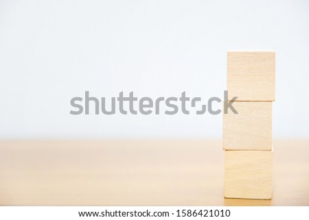 Group of wooden block on the table with white background, element of banner design concept. 