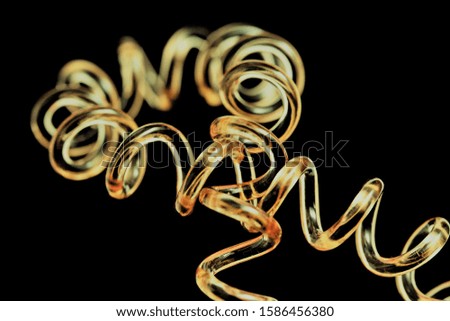 Plastic wire curled on a black background.