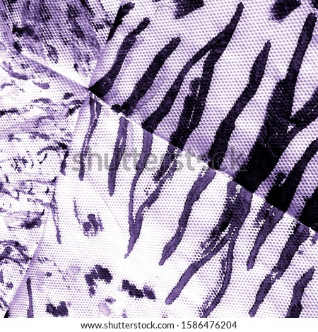 Animal Print Tattoo. Lilac Wild Cat Print. Bright Animal Print Tattoo. Violet Textile Clothing Design. Acrylic Vintage Sketch. Tiger Stripe.