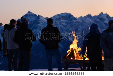 A campfire on the memorial for Jake Burton on the Seegrube in Innsbruck