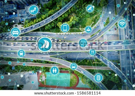 Social infrastructure and communication technology concept Royalty-Free Stock Photo #1586581114