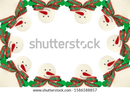 New year snowman holidays christmas card frame white background