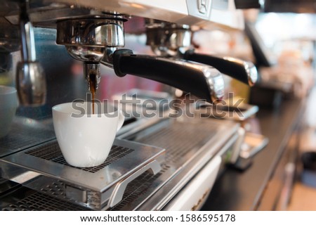 black coffee morning on coffee machine