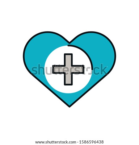 heart love with plus symbol vector illustration design