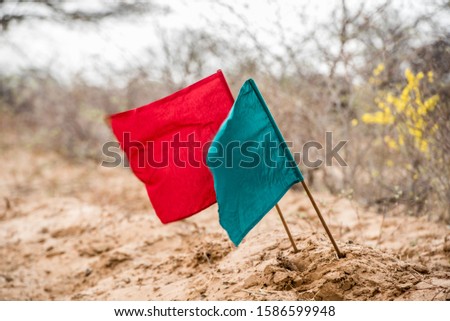 Racing Flags During A Motor Cross Race Break