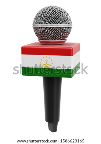 3d illustration. Microphone and Tajik flag. Image with clipping path